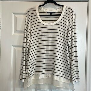 White House black market size m striped long sleeve tee. Beading/faux layers